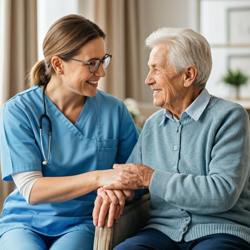 Caregiver assisting an elder