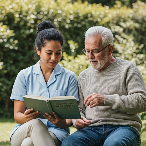Caregiver spending time with a senior at home