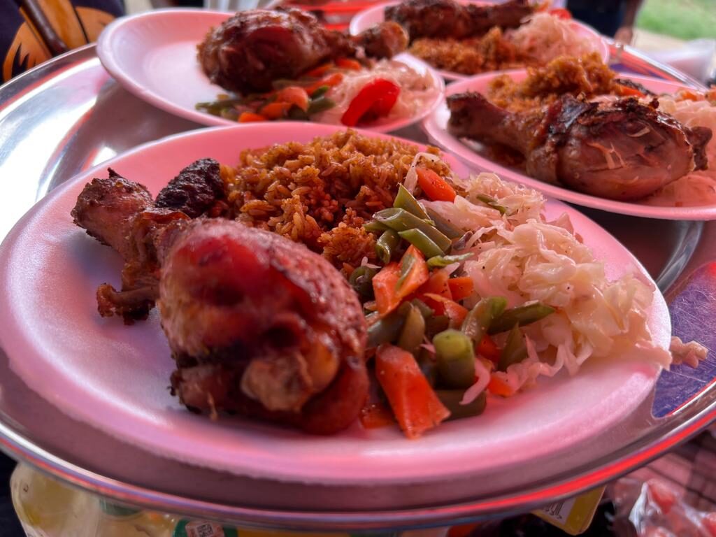 Festive meal served at a Wells Foundation celebration in Ghana