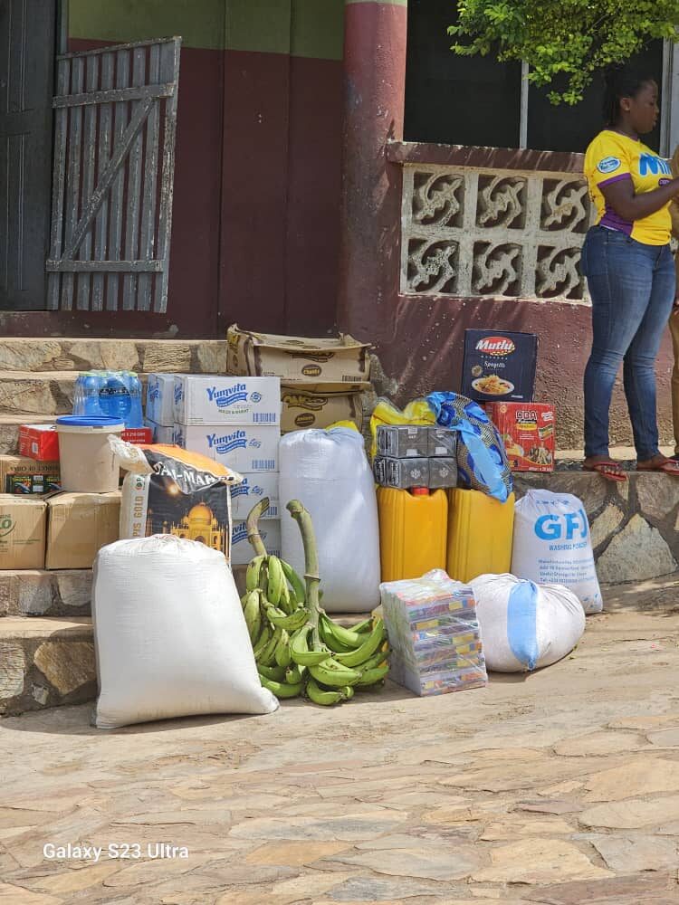 Donated food and supplies prepared by the Wells Foundation