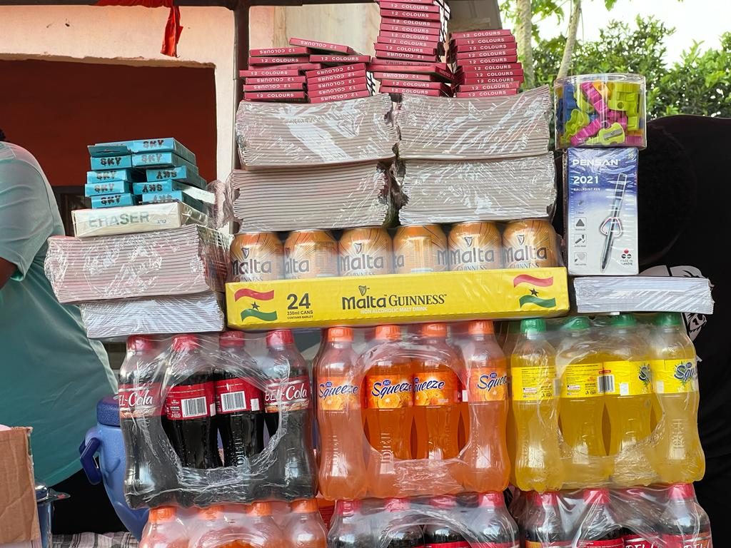 Food and drink donations prepared for a Wells Foundation community event